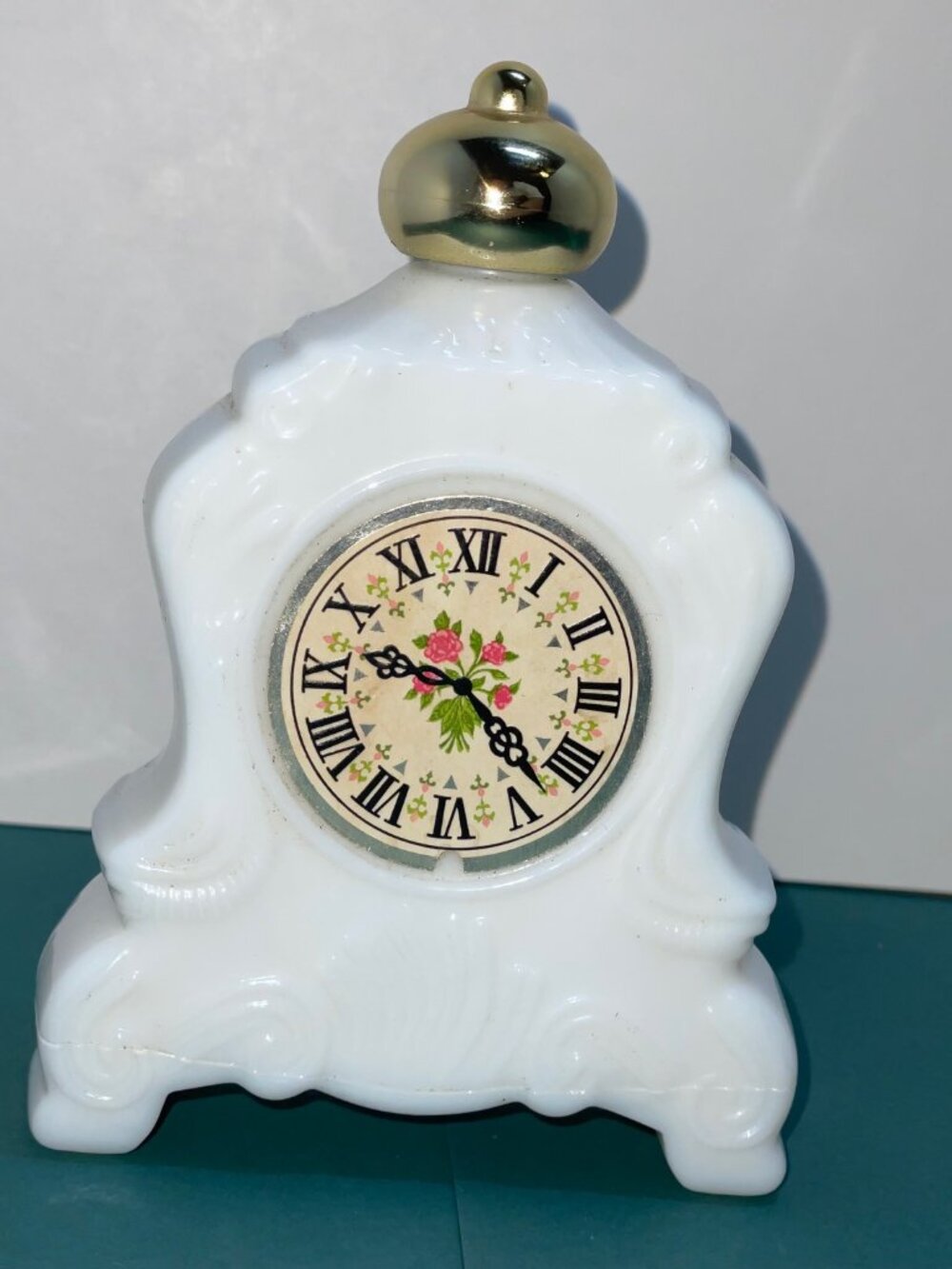 Avon Clock Foaming Bath Oil Milk Glass Bottle Vintage Empty